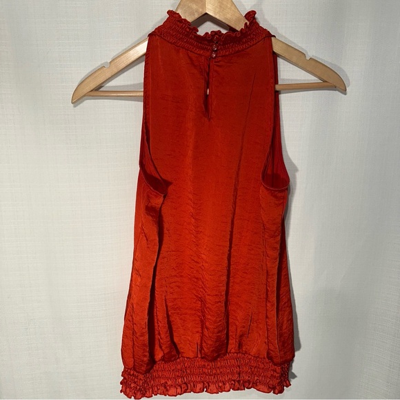 AB Studio Burnt Orange High Neck Sleeveless Blouse Size Medium - Picture 5 of 10